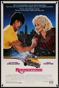 6f1085 RHINESTONE 1sh 1984 Sylvester Stallone arm wrestles Dolly Parton, Alvin art of taxi cab!
