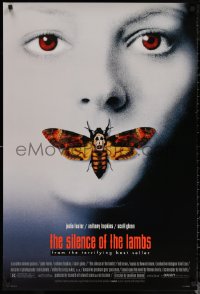 6f1109 SILENCE OF THE LAMBS style D DS 1sh 1991 creepy image of Jodie Foster with moth over mouth!