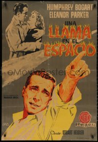 6f0567 CHAIN LIGHTNING Spanish 1949 different art of test pilot Humphrey Bogart by Jano, very rare!