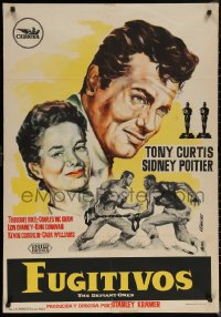 6f0570 DEFIANT ONES Spanish 1959 w/art Tony Curtis & Sidney Poitier chained together!