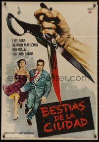 6f0581 GARMENT JUNGLE Spanish 1961 Lee J. Cobb, Gia Scala, different Mac art of bloody scissors!
