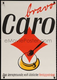 6f0189 CARO 23x33 Austrian advertising poster 1960s Caro always tastes good, Walter Muller cup art!