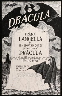 6f0163 DRACULA 14x22 stage poster 1977 cool vampire horror art by producer Edward Gorey!