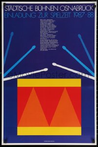 6f0165 EINLADUNG ZUR SPIELZEIT 1987-88 22x33 German stage poster 1987 art of a drum by Per Arnoldi!