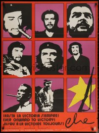 6f0314 EVER ONWARD TO VICTORY 29x40 Cuban special poster 1976 Navarrete art of Che Guevera, rare!