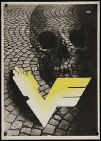 6f0325 GERMAN TRAFFIC SAFETY 17x23 German special poster 1947 Publications Control Branch, skull!