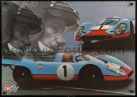 6f0193 GULF PORSCHE 917 2-sided 24x34 Swiss advertising poster 1970s Jo Siffert & schematic of racer!