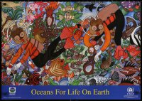 6f0348 OCEANS FOR LIFE ON EARTH 24x33 Kenyan special poster 2000 E. Peumi. S. Dissanayaka art!