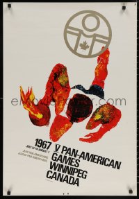 6f0350 PAN AMERICAN GAMES 22x32 Canadian special poster 1967 art of runner w/torch!
