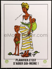 6f0351 PLANIFIER C'EST S'AIDER SOI-MEME 18x24 Senegalese special poster 1980s pregnant woman, children!