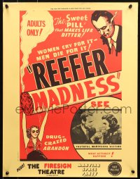 6f0365 REEFER MADNESS 17x22 special poster R1972 marijuana is the sweet pill that makes life bitter!