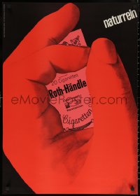 6f0201 ROTH-HANDLE 24x33 German advertising poster 1960 cigarette label & hand by Michael Engelmann