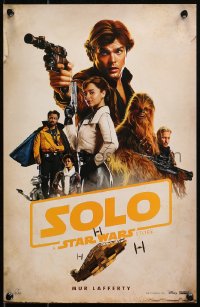 6f0203 SOLO 2-sided 11x17 advertising poster 2018 A Star Wars Story, Han, Chewie and top cast, different!