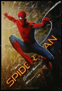 6f1127 SPIDER-MAN: HOMECOMING teaser DS 1sh 2017 Tom Holland swinging over New York City!