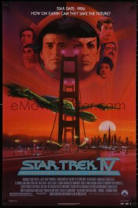 6f1131 STAR TREK IV 1sh 1986 art of Leonard Nimoy, Shatner & Klingon Bird-of-Prey by Bob Peak!