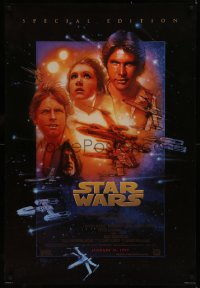6f1137 STAR WARS style B advance DS 1sh R1997 George Lucas sci-fi classic, cool art montage by Drew Struzan!