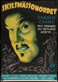 6f0412 CHARLIE CHAN IN RENO Swedish 1940 different art of Asian Sidney Toler by Rohman, ultra rare!