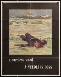 6f0216 CARELESS WORD A NEEDLESS LOSS 22x28 WWII war poster 1943 Anton Fischer art of fallen sailor!