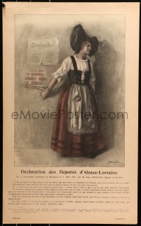 6f0248 DECLARATION DES DEPUTES D'ALSACE-LORRAINE 18x29 French war poster 1914 Lucien Jonas!
