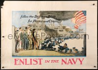 6f0239 ENLIST IN THE NAVY 21x29 WWI war poster 1910s follow the Boys in Blue from home and country!