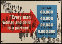 6f0217 EVERY MAN WOMAN & CHILD IS A PARTNER 28x40 WWII war poster 1942 high production goals!