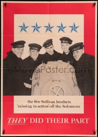6f0219 FIVE SULLIVAN BROTHERS 29x40 WWII war poster 1943 WWII missing in action off the Solomons!