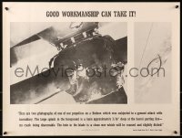 6f0221 GOOD WORKMANSHIP CAN TAKE IT 19x25 WWII war poster 1940s images of damaged props!