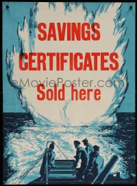 6f0226 SAVINGS CERTIFICATES SOLD HERE 20x27 English WWII war poster 1940s deploying depth charges!