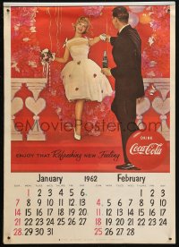 6g0040 COCA-COLA calendar 1962 art of bride & groom with Coke, enjoy that refreshing new feeling!