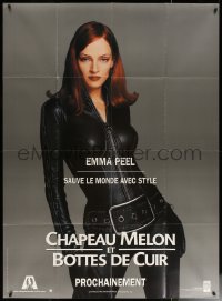 6g0743 AVENGERS teaser French 1p 1998 full-length portrait of sexy Uma Thurman as Emma Peel!