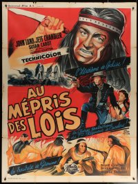 6g0753 BATTLE AT APACHE PASS French 1p 1953 different Rene Lefebvre art of Geronimo & Cochise!