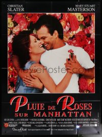 6g0755 BED OF ROSES French 1p 1996 romantic portrait of Christian Slater & Mary Stuart Masterson!