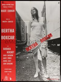 6g0803 BOXCAR BERTHA French 1p 1972 Martin Scorsese, Barbara Hershey c/u standing by trains!