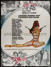 6g0839 CASINO ROYALE French 1p 1967 Bond spy spoof, sexy psychedelic Kerfyser art + photo montage!