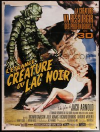 6g0871 CREATURE FROM THE BLACK LAGOON French 1p R2012 art of monster holding sexy Julie Adams!