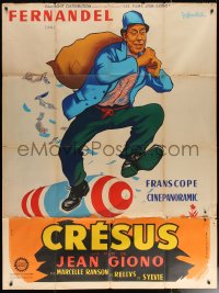 6g0874 CROESUS style B French 1p 1961 Guy Gerard Noel art of Fernandel running with money bag!