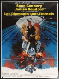 6g0902 DIAMONDS ARE FOREVER French 1p R1980s McGinnis art of Sean Connery as James Bond & sexy girls!