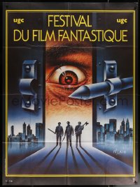 6g0956 FESTIVAL DU FILM FANTASTIQUE French 1p 1980s cool Melki art of huge eye behind doors, rare!