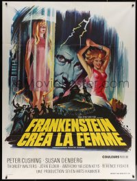 6g0977 FRANKENSTEIN CREATED WOMAN French 1p 1967 Peter Cushing, Susan Denberg, different horror art!