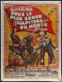 6g1023 GREATEST SHOW ON EARTH French 1p R1970s Cecil B. DeMille circus classic, different Soubie art!