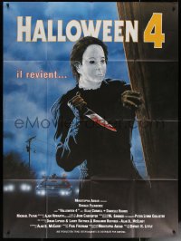 6g1034 HALLOWEEN 4 French 1p 1990 cool different Micollet art of Michael Myers with bloody knife!