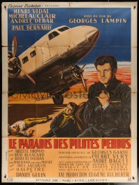 6g1048 HELL OF LOST PILOTS French 1p 1949 Francois art of pilot Henri Vidal & airplane, rare!