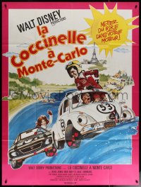 6g1049 HERBIE GOES TO MONTE CARLO French 1p 1978 Disney, wacky art of Volkswagen Beetle car racing!