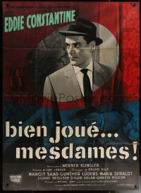6g1053 HI HERE'S EDDIE style B French 1p 1959 Pastre art of Eddie Constantine with gun, rare!