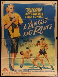 6g1147 LEATHER SAINT French 1p 1956 different Soubie art of boxing priest John Derek & Lawrance!