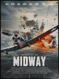 6g1209 MIDWAY French 1p 2019 Roland Emmerich, art of fighter plane attacking battleship in WWII!