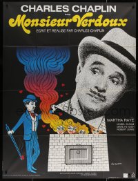 6g1221 MONSIEUR VERDOUX French 1p R1973 wonderful different art of Charlie Chaplin by Leo Kouper!