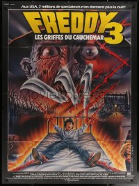 6g1247 NIGHTMARE ON ELM STREET 3 French 1p 1987 best different artwork of Freddy Krueger by Melki!
