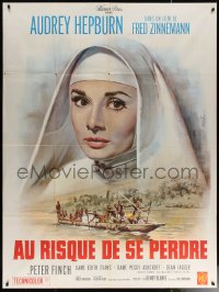 6g1251 NUN'S STORY French 1p R1960s different art of missionary Audrey Hepburn by Jean Mascii!
