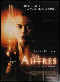 6g1264 OTHERS French 1p 2001 creepy close up image of Nicole Kidman with lantern, horror!